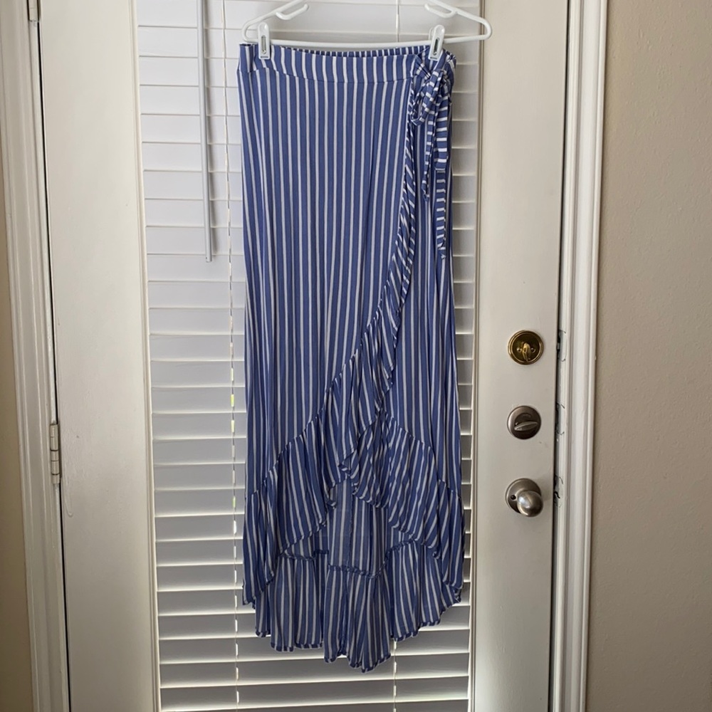 striped side tie skirt